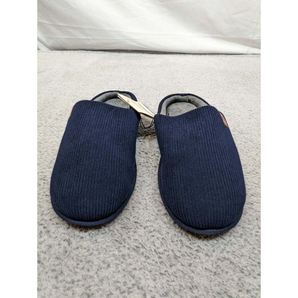 Vera Cosy Mens Slippers‎ Size 13-14 Navy Blue Washable Slip On Soft Moccasin